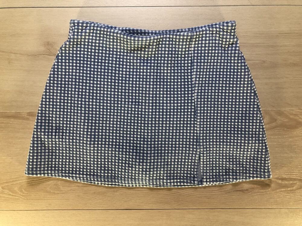 American Eagle Blue Gingham Plaid Mini Skirt S [0031]
